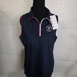 Walter Hagen Navy Tank Top with Red and White Accents